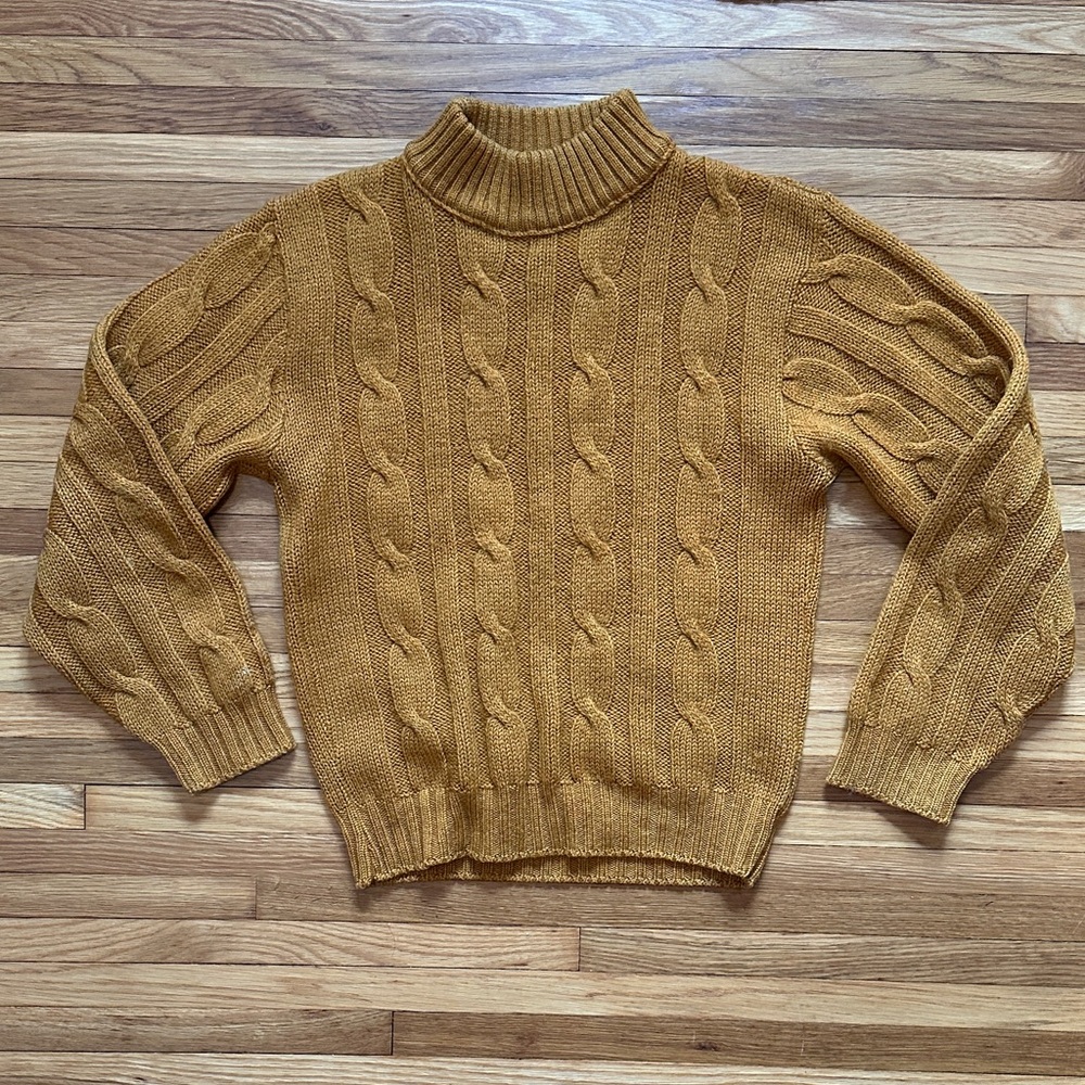 Vintage Cable Knit Wool Sweater, M